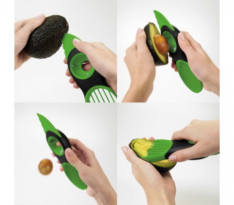 035215 Cortaverduras 3 en 1 para rebanar, cortar y sacar los huesos del aguacate
