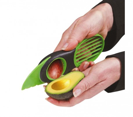 035215 Cortaverduras 3 en 1 para rebanar, cortar y sacar los huesos del aguacate