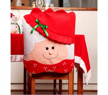 3432 Set de 4 coberteras para sillas motivo PAPA NOEL y MAMA NOEL