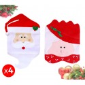 3432 Set de 4 coberteras para sillas motivo PAPA NOEL y MAMA NOEL