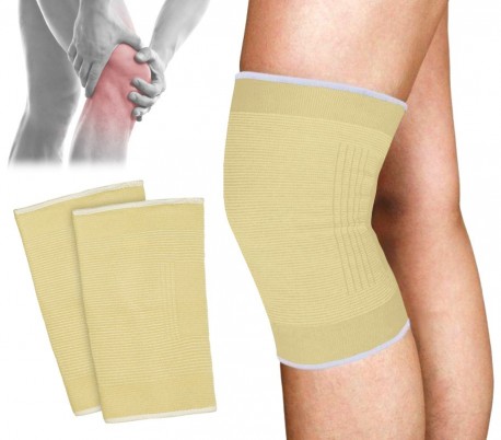 068089 Set de 2 soportes para rodilla de algodón elástico EVERTOP amarillo
