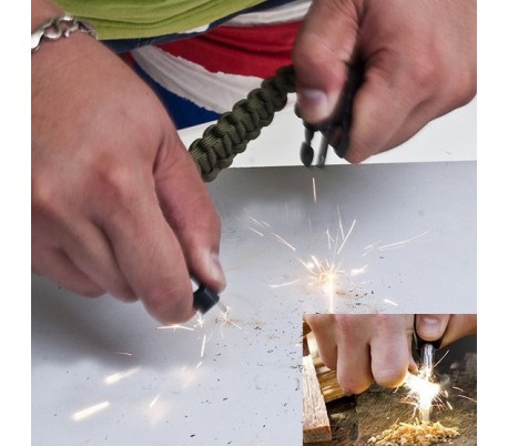 Pulsera de la supervivencia con cuerda - pedernal - cortador