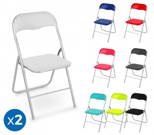 2008AN0816 Set de 2 sillas plegables mod. Madrid base metálica asiento acolchado