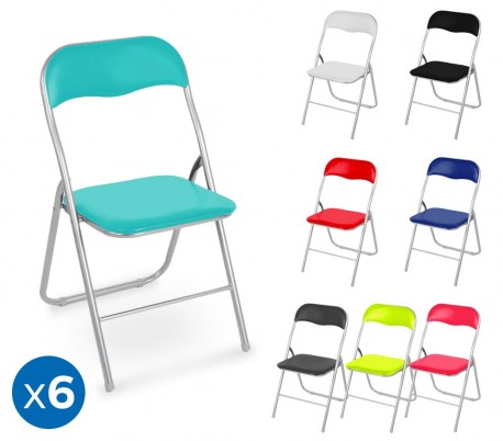 2008AN0816 Set de 6 sillas plegables mod.Oslo base metálica y asiento acolchado 