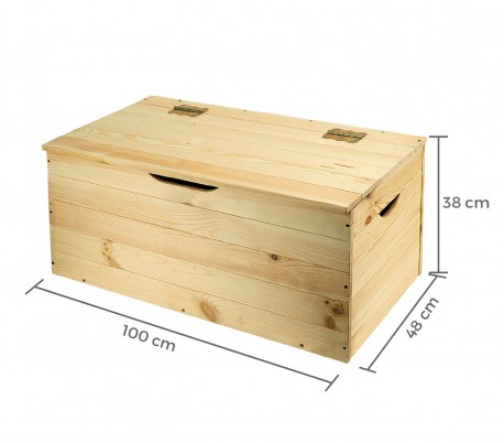 056493 Cajón madera de pino para almacenamiento de 14 mm 100x48x38 cm