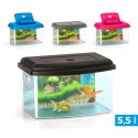10636 Acuario de plástico rígido rectangular 5.5L con tapa 28x20x17 cm
