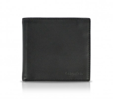 S09 Cartera negra para hombre CALVIN KLEIN de piel con porta monedas