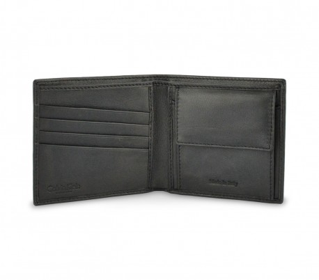 S09 Cartera negra para hombre CALVIN KLEIN de piel con porta monedas