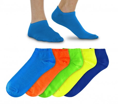 N803 Pack de 12 pares de calcetines motivo fluorescentes de algodón