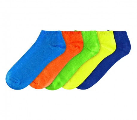 N803 Pack de 12 pares de calcetines motivo fluorescentes de algodón