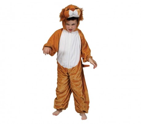 227691 Disfraz de carnaval de Leona niño y niña con cremallera onesie -1 a 4 año