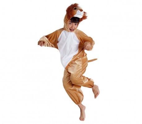 227691 Disfraz de carnaval de Leona niño y niña con cremallera onesie -1 a 4 año