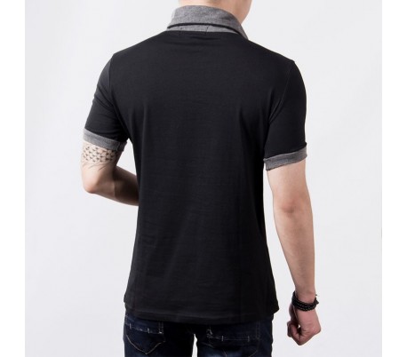 Camiseta para hombre mod.Hals manga corta  con botones cuello color contraste