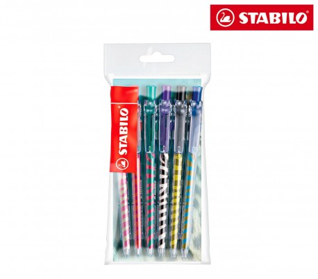 Pack 6 bolígrafos diferentes colores STABILO edición limitada 338 / 6-5