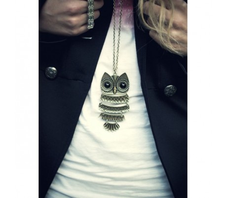 Collar con colgante de búho, amuleto de la...