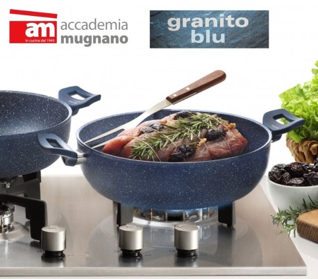 Cacerola antiadherente con dos asas 20 cm Accademia Mugnano GRANITO BLU