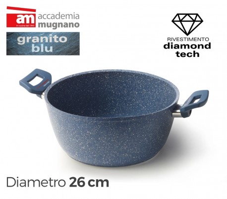 Cacerola antiadherente con dos asas 20 cm Accademia Mugnano GRANITO BLU
