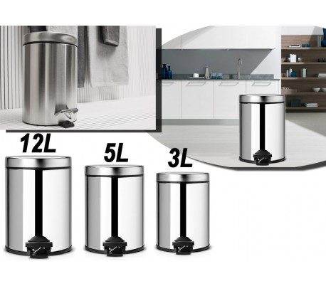 Set de 3 cubos de basura aluminio 3 - 5 - 12 LT 