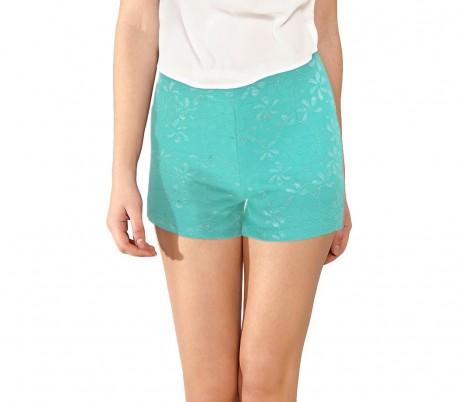 F9330 Pantalones cortos mujer mod. Denise bordados en tejido elástico suave