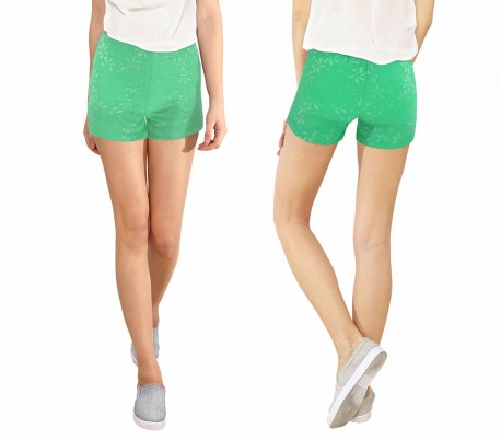 F9330 Pantalones cortos mujer mod. Denise bordados en tejido elástico suave