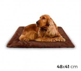3002 Cama de terciopelo suave para perros tamaño M marrón 48 x 41 cm
