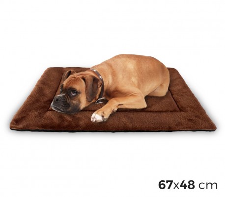 3002 Cama de terciopelo suave para perros tamaño M marrón 48 x 41 cm