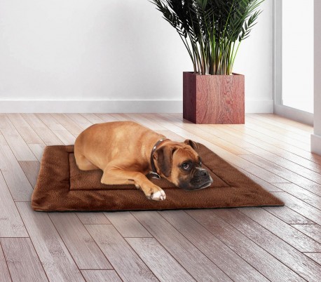 3002 Cama de terciopelo suave para perros tamaño M marrón 48 x 41 cm