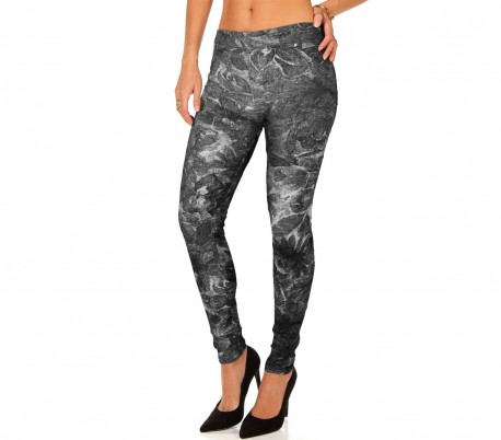 HO-1610 Set de 2 leggins estilo tejano mod. ALISYA motivos florales y bolsillos