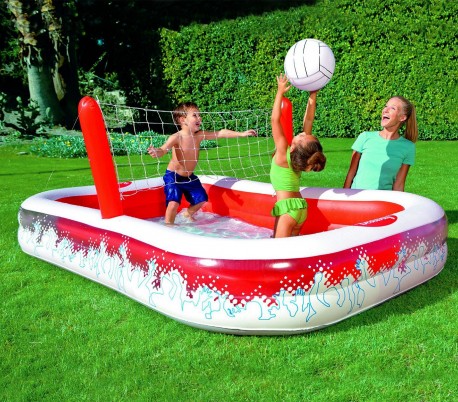54125 Piscina inflable con red para voleibol niños Bestway 253x168x97 cm