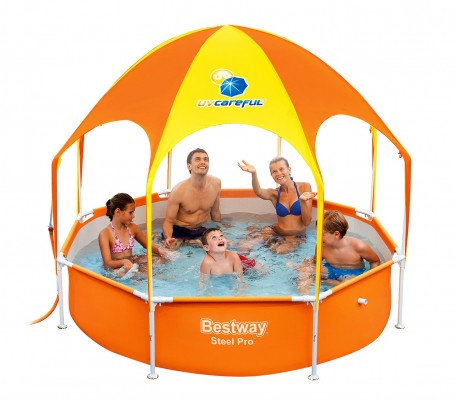 54125 Piscina inflable con red para voleibol niños Bestway 253x168x97 cm
