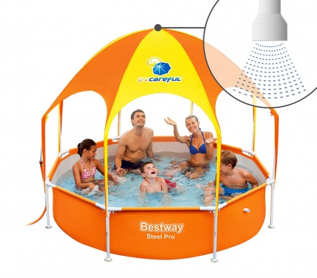 54125 Piscina inflable con red para voleibol niños Bestway 253x168x97 cm