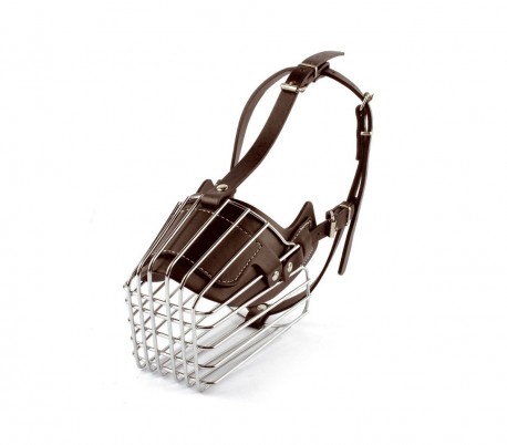 5808 Bozal para perros pequeños hecho de acero y cuero 9cm en dos colores