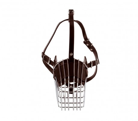 5808 Bozal para perros pequeños hecho de acero y cuero 9cm en dos colores