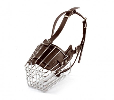 5808 Bozal para perros pequeños hecho de acero y cuero 9cm en dos colores