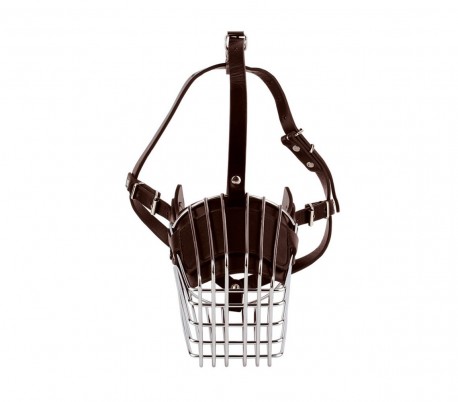 5808 Bozal para perros pequeños hecho de acero y cuero 9cm en dos colores