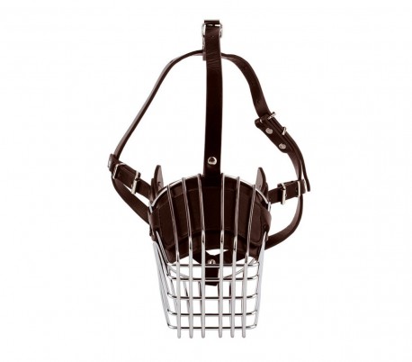 5809 Bozal para perros medianos hecho de acero y cuero 13cm en dos colores