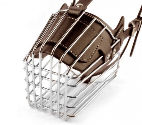 5809 Bozal para perros medianos hecho de acero y cuero 13cm en dos colores