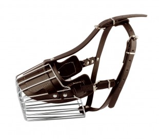 5810 Bozal para perros medianos hecho de acero y cuero 14cm en dos colores 2