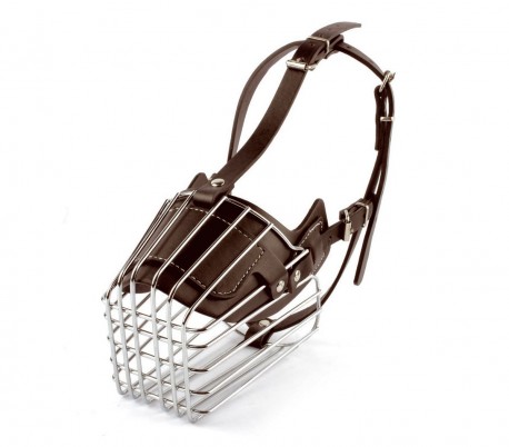 5810 Bozal para perros medianos hecho de acero y cuero 14cm en dos colores