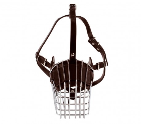 5810 Bozal para perros medianos hecho de acero y cuero 14cm en dos colores