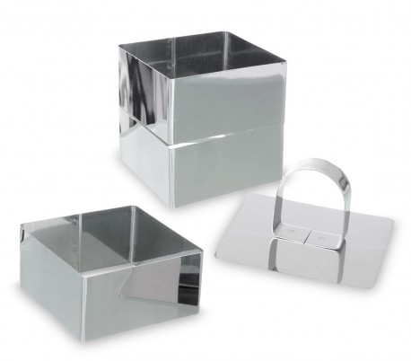  702239 Set di 3 coppapasta quadrati in acciaio inox con stantuffo GRAN CHEF 
