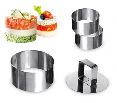 702207 Set di 3 coppapasta rotondi in acciaio inox con stantuffo GRAN CHEF 