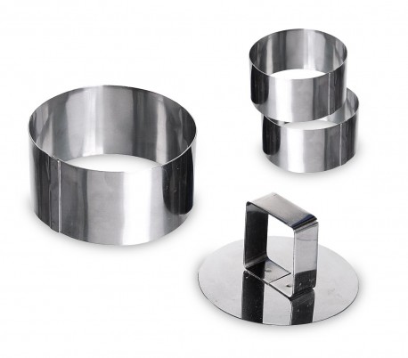 702207 Set di 3 coppapasta rotondi in acciaio inox con stantuffo GRAN CHEF 