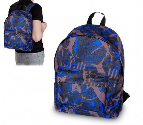 736224 Mochila de hombro mod. CARSWO azul y gris de camuflaje tela impermeable