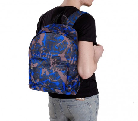 736224 Mochila de hombro mod. CARSWO azul y gris de camuflaje tela impermeable