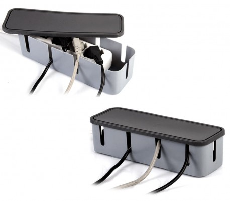 703422 Caja guarda cables para escritorio de plastico duro 27x7.5x7.5cm