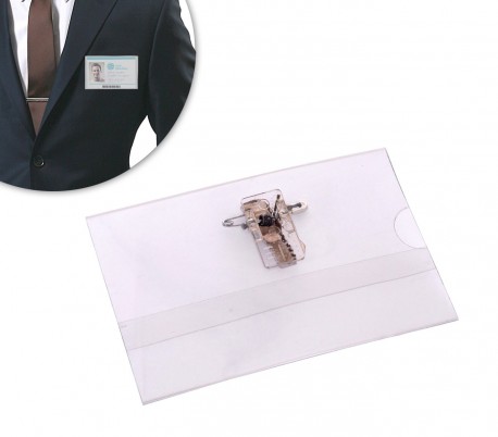 450182 Set de 24 porta placa o tarjeta de plastico con clip 90 x 60 mm