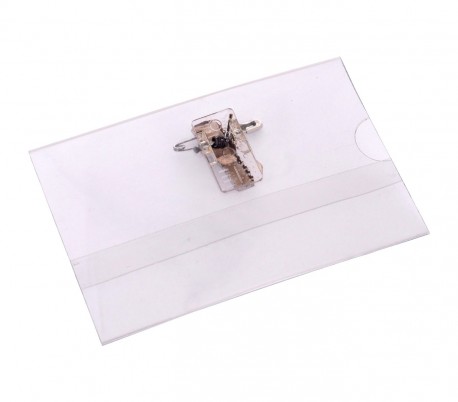 450182 Set de 24 porta placa o tarjeta de plastico con clip 90 x 60 mm