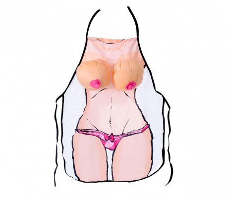 748986 Idea para regalo delantal mujer con senos de flepa en relive de peluche