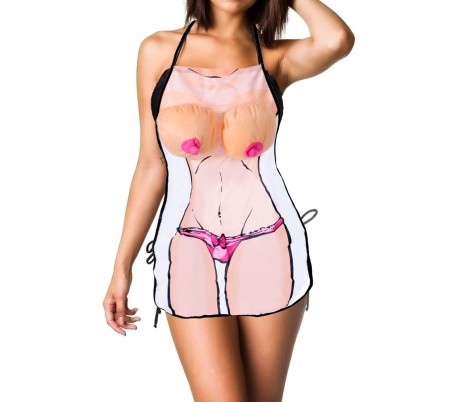 748986 Idea para regalo delantal mujer con senos de flepa en relive de peluche